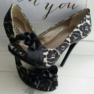 Carlos Santana Heels Pretty Beige Lace Womens 10M